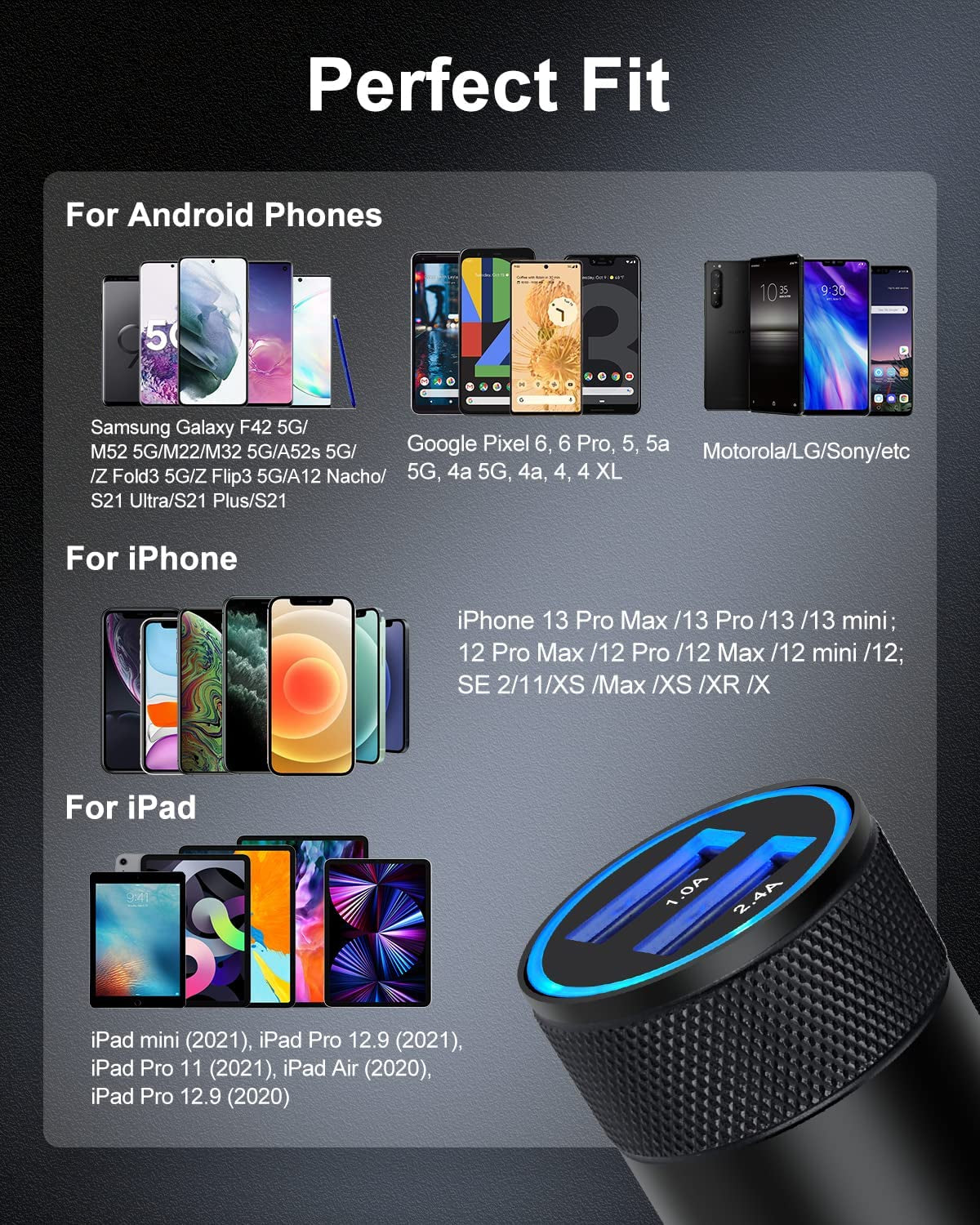 Car Charger, [2Pack/3.4A] Fast Charge Dual Port USB Cargador Carro Lighter Adapter for Iphone 15 14 13 12 11 Pro Max X XR XS 8 plus 16, Ipad, Samsung Galaxy S23 S22 S21 S10 plus S7 J7 S10E S9 Note 8